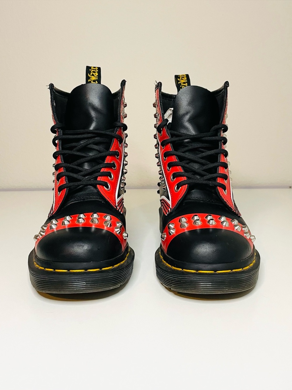 Dr. Martens 1460 Bex Black And Red Studded Lace-up Boots - Picture 2 of 7
